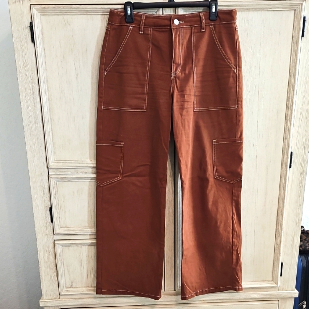 Rust Orange Wide-Leg Pants